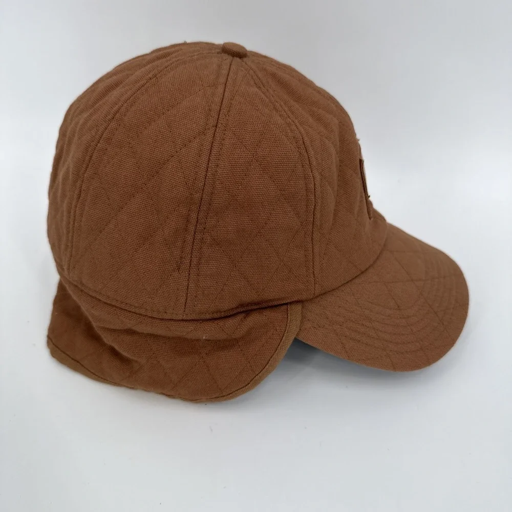 Vintage Carhartt Unisex Brown Quilted Ear Flat Cotton Hat Size M/L Retro